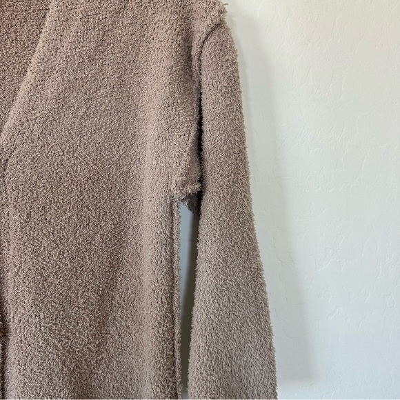 Democracy Tan Metallic Gold Cozy Soft Teddy Button Down Cardigan Medium - Picture 4 of 8